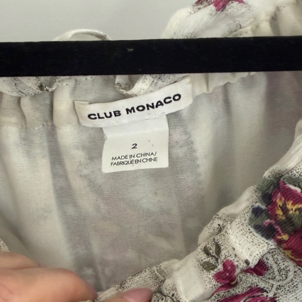 Club Monaco Floral Ruffle Blouse - Cream and Pink - Picture 2 of 3